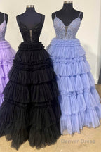Champagne Beaded Spaghetti Strap Ruffle Tiered Ball Gowns