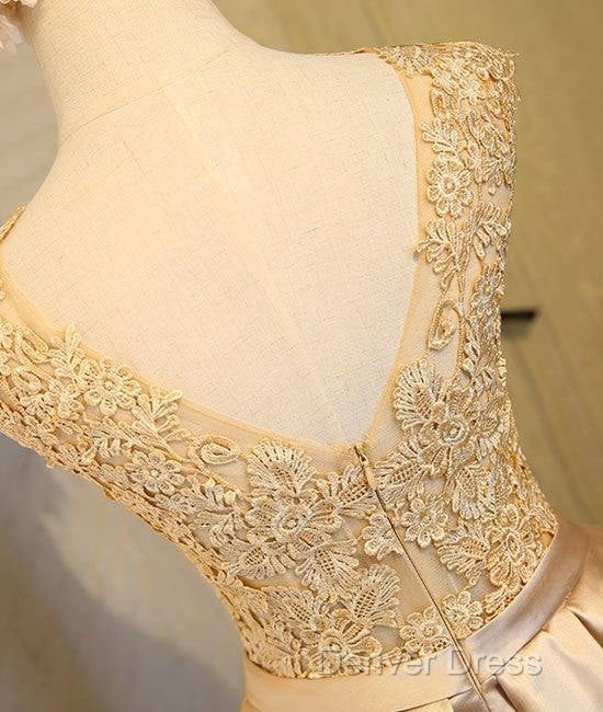 Champagne Lace Short Prom Dress, Cute Homecoming Dresses
