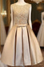 Champagne Lace Short Prom Dresses, Cute Homecoming Dresses