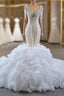Champagne Mermaid Sequins Beading Crystal Wedding Dresses