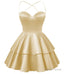 Champagne Satin Homecoming Dress Sweetheart Neck Tiered Short Graduation Dresses