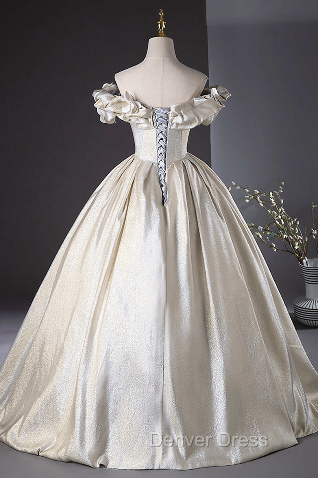 Champagne Satin Long Prom Dress, Beautiful A Line Prom Dresses