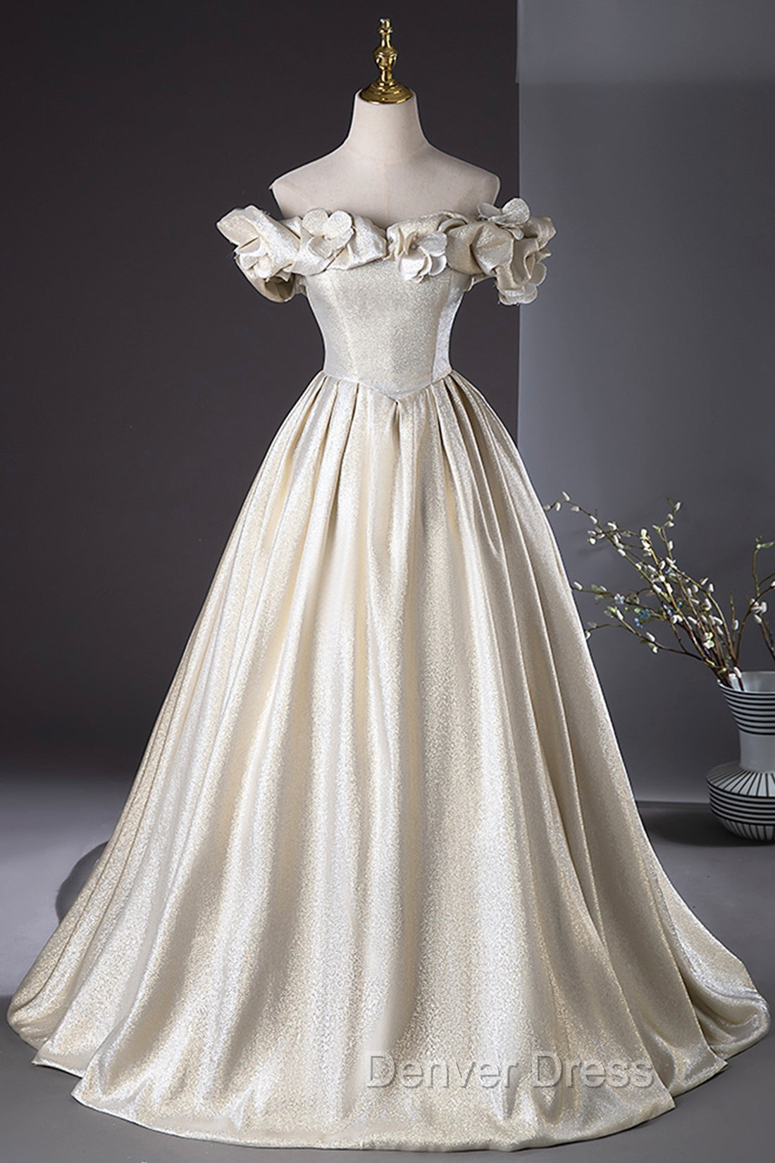 Champagne Satin Long Prom Dress, Beautiful A Line Prom Dresses