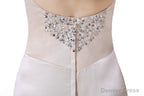 Champagne Satin Mermaid Spaghetti Straps Prom Dresses With Beading
