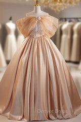 Champagne Satin Strapless Quinceanera Dresses