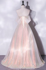 Champagne Sequins Long A-Line Prom Dresses, Off the Shoulder Evening Party Dresses