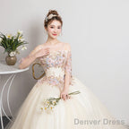 Champagne Sweet 16 Gowns Long Prom Dress, Straps Prom Dresses
