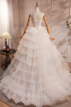 Champagne Sweetheart Layers Princess Dresses, Beautiful Spaghetti Straps Tulle Prom Gowns