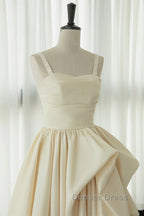 Champagne Tea Length Prom Dress, Champagne Tea Length Prom Homecoming Dresses