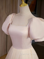 Champagne Tulle A Line Long Prom Dresses, Champagne Formal Graduation Dresses