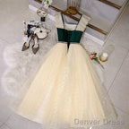 Champagne Tulle And Lace Pearls Prom Dress, Short Prom Dress Homecoming Dresses