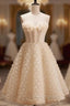 Champagne Tulle Flower Homecoming Dresses