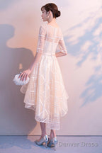 Champagne Tulle High Low Prom Dress, A Line Prom Homecoming Dresses