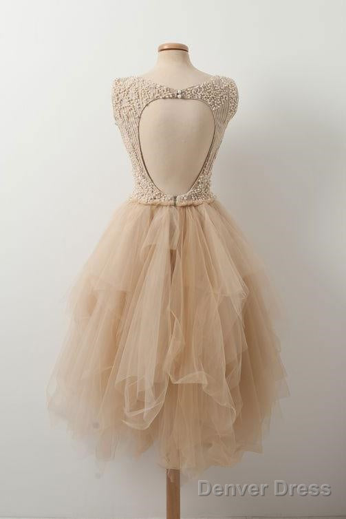Champagne Tulle Homecoming Dresses