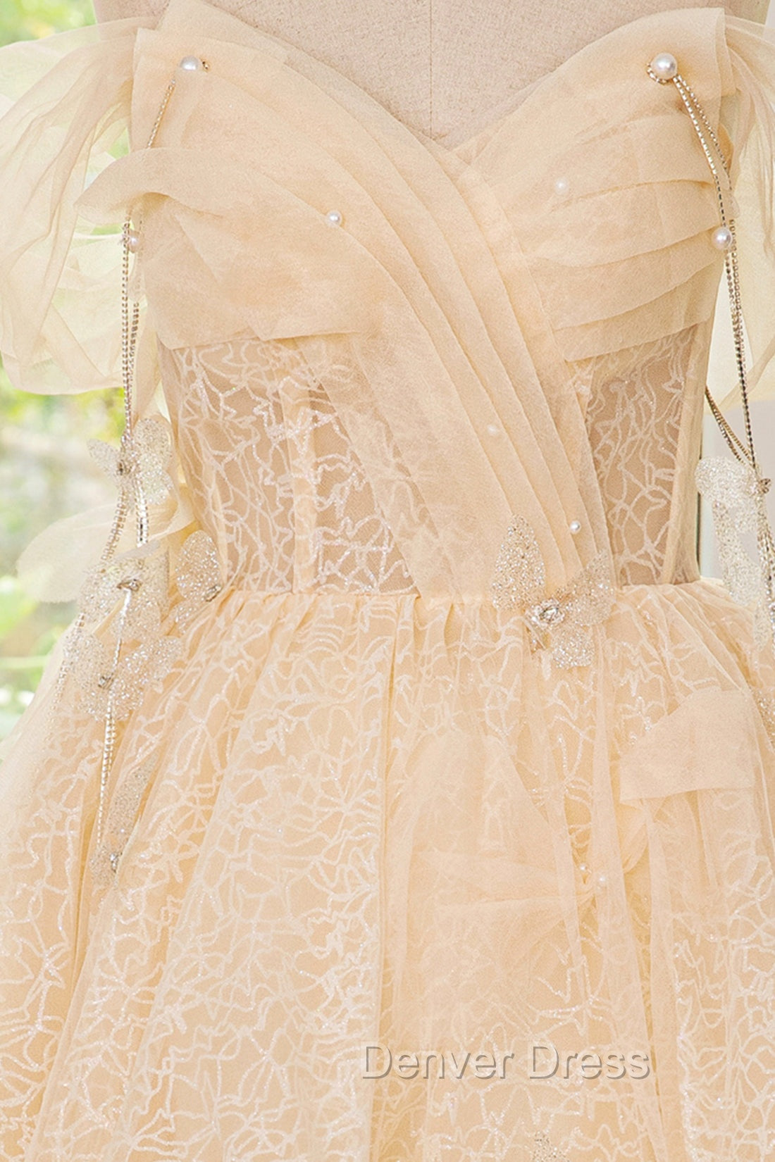 Champagne Tulle Knee Length Prom Dress, Lovely A Line Prom Homecoming Dresses