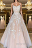 Champagne tulle lace long prom Dress, champagne tulle Prom Dresses