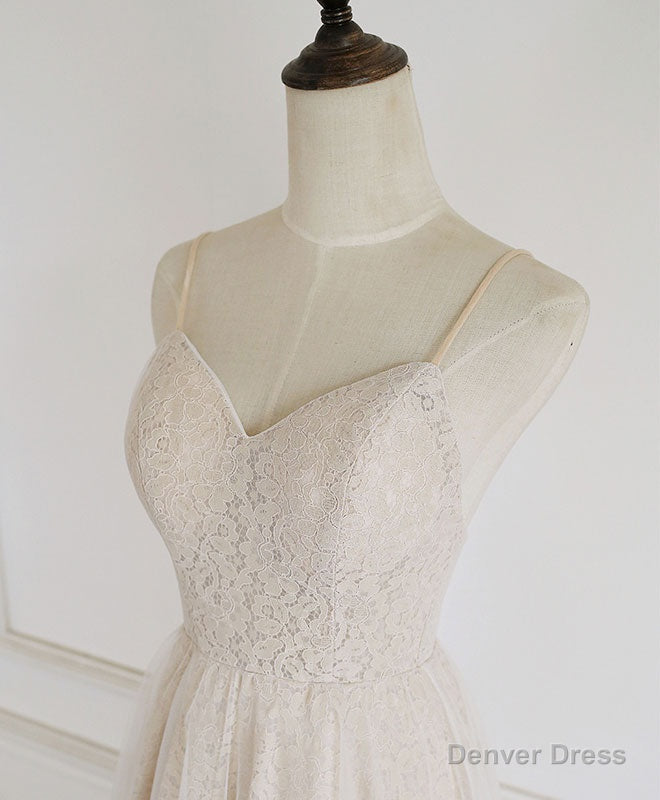 Champagne Tulle Lace Short Prom Dress Lace Homecoming Dress