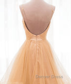Champagne tulle long prom Dress, champagne Prom Dresses