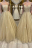 Champagne tulle long prom Dress tulle long Prom Dresses