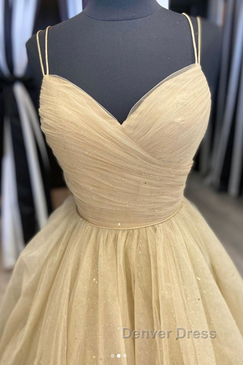 Champagne tulle long prom Dress tulle long Prom Dresses Secondary image