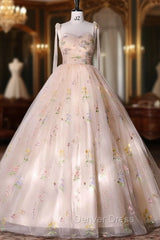 Champagne Tulle Pleats Embroidery Quinceanera Dresses