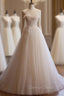 Champagne Tulle Pleats Spaghetti Straps Wedding Dresses