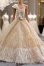 Champagne Tulle Sequins Beading Strapless Prom Dresses