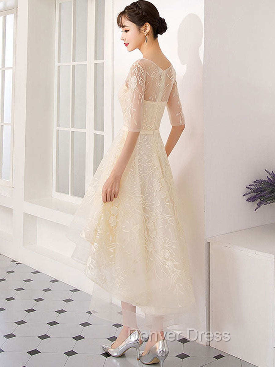 Champagne Tulle Short Prom Dress, Champagne Homecoming Dresses Secondary image