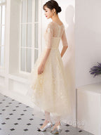 Champagne Tulle Short Prom Dress, Champagne Homecoming Dresses