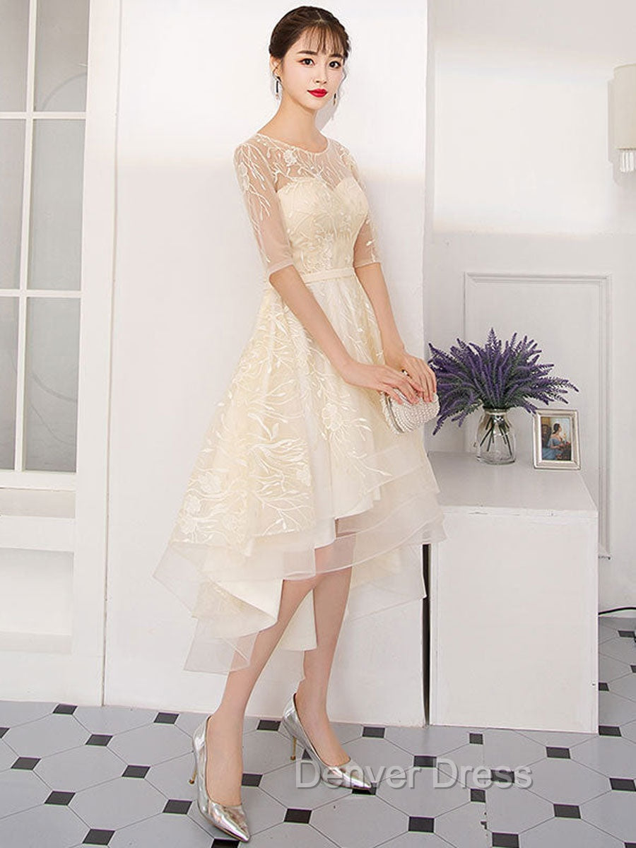 Champagne Tulle Short Prom Dress, Champagne Homecoming Dresses