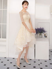 Champagne Tulle Short Prom Dresses, Champagne Homecoming Dresses