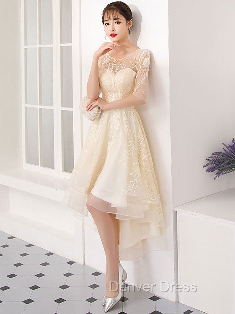 Champagne Tulle Short Prom Dress, Champagne Homecoming Dresses