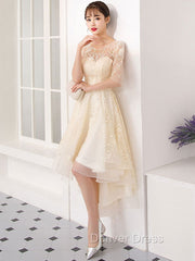 Champagne Tulle Short Prom Dresses, Champagne Homecoming Dresses