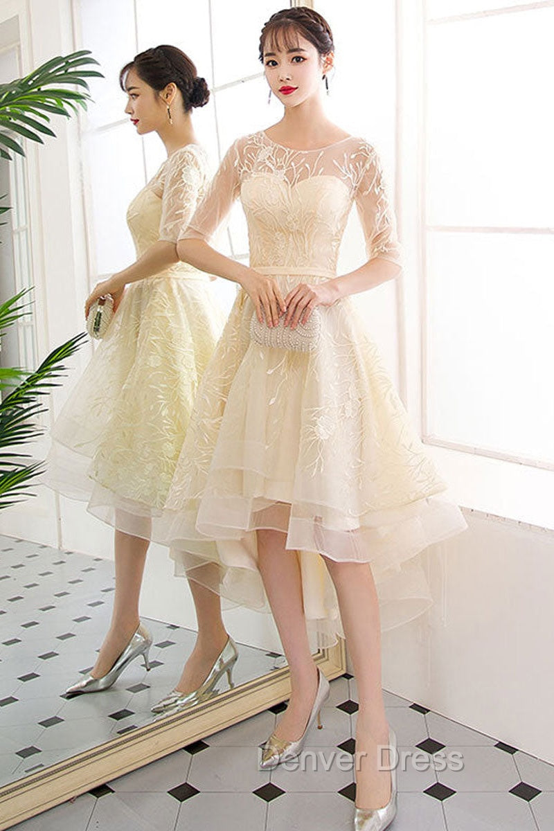 Champagne Tulle Short Prom Dress, Champagne Homecoming Dresses Main image