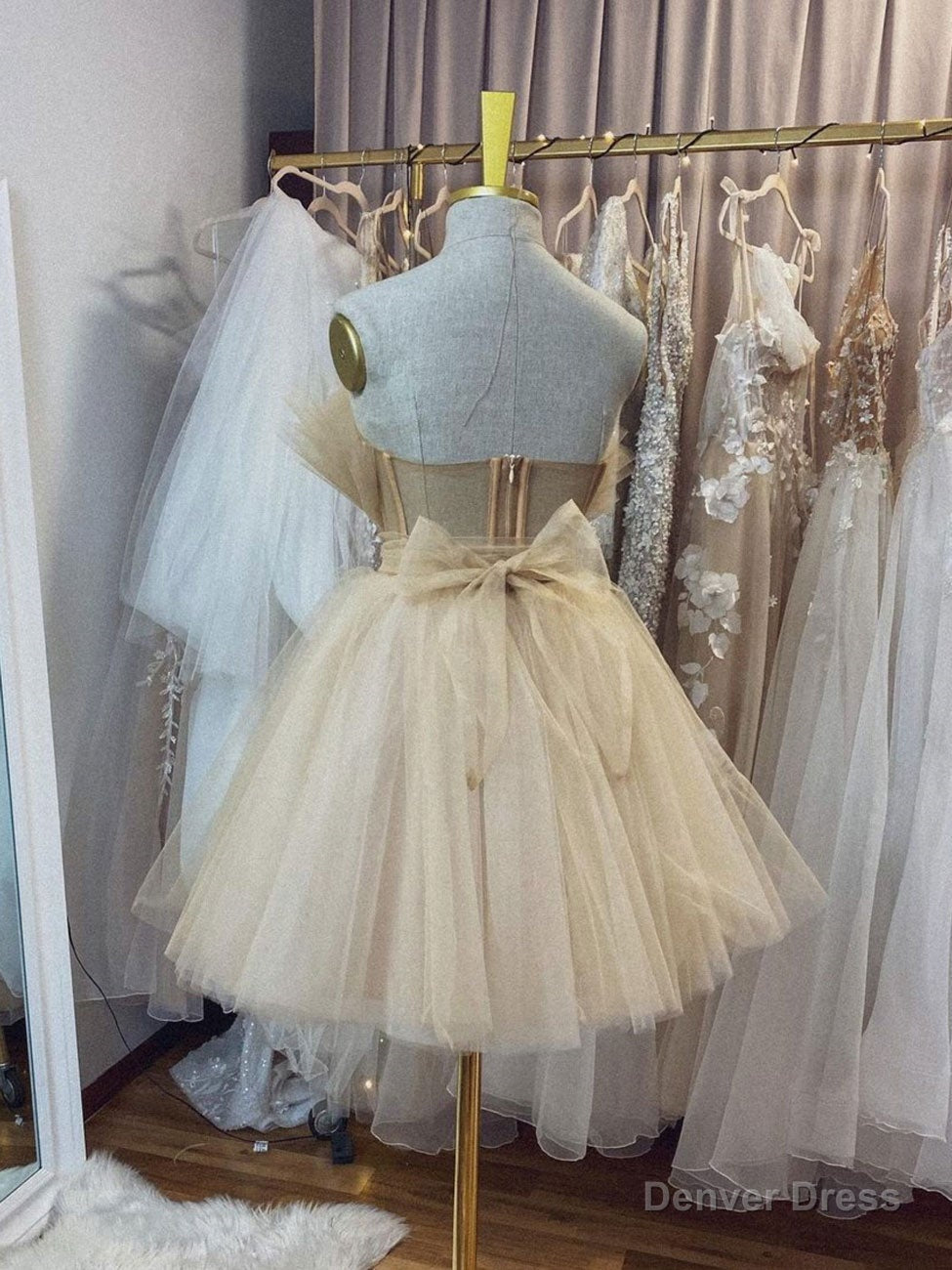 Champagne tulle short prom Dress, champagne tulle homecoming Dresses Main image