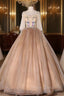 Champagne Tulle Straps Appliques Quinceanera Dresses