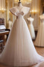 Champagne Tulle V-neck Wedding Dresses