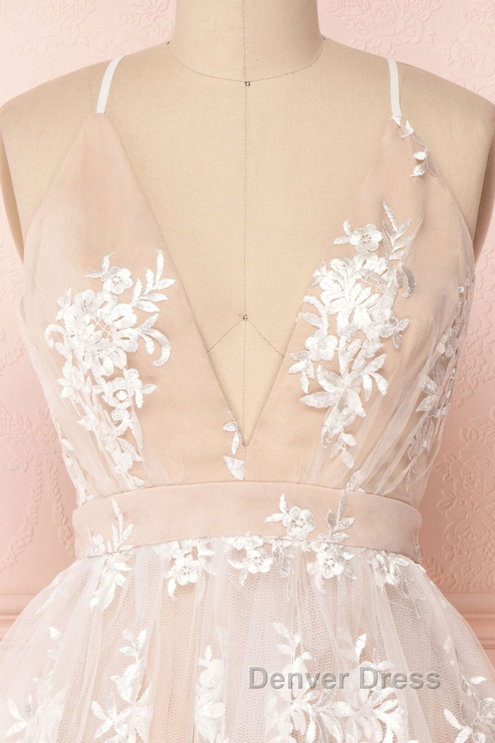 Champagne v neck tulle lace short prom Dress champagne tulle bridesmaid Dresses