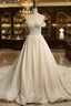 Champange Ball Gowns Tulle Off The Shoulder Backless Wedding Dresses