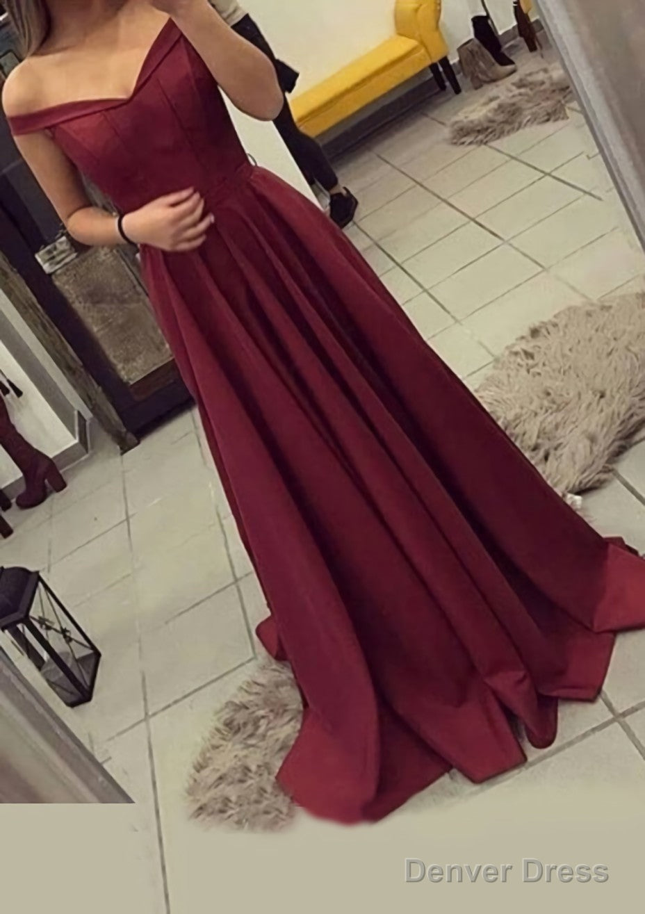 Charmeuse Prom Dresses A Line V Neck Sweep Train Main image