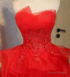 Charming A-line lace strapless short homecoming dresses