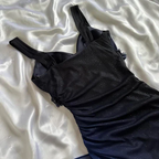 Charming A Line Spaghetti Strap Beaded Navy Blue Ombre Chiffon Prom Dress