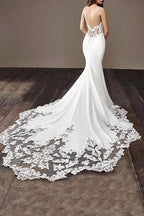 Charming Appliques Lace Mermaid Wedding Dresses With Straps, Sexy Sleeveless Prom Gowns
