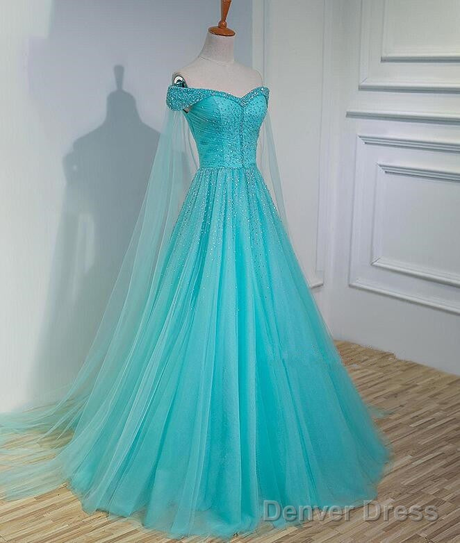 Charming Blue Beaded Sweetheart Tulle Long Prom Gowns, Quinceanera Dresses Secondary image