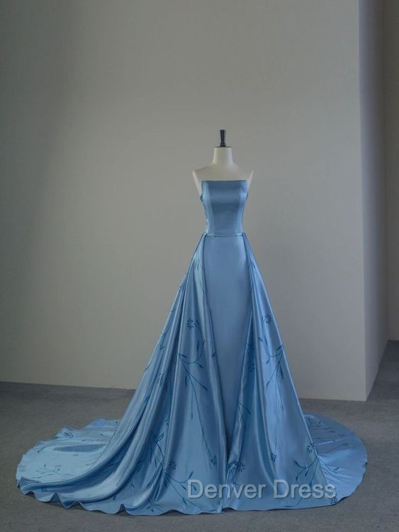 Charming Blue Strapless Prom Dress,Blue Prom Dresses Secondary image