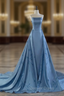 Charming Blue Strapless Prom Dress,Blue Prom Dresses