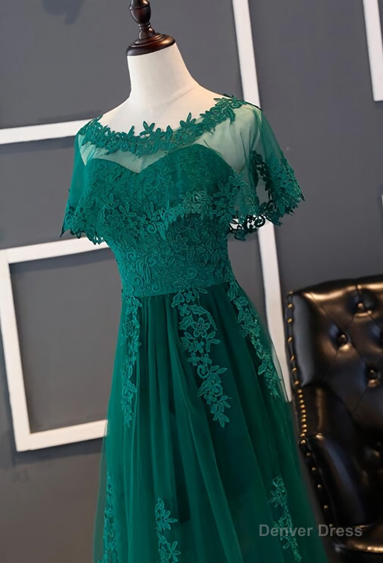 Charming Dark Green Long A Line Prom Dress , Bridesmaid Dresses