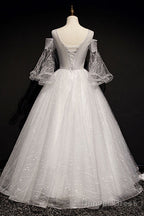 Charming Floral And Lace Ball Gowns Sweet 16 Dress, Light Grey Prom Dresses