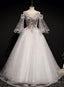 Charming Floral And Lace Ball Gowns Sweet 16 Dress, Light Grey Prom Dresses