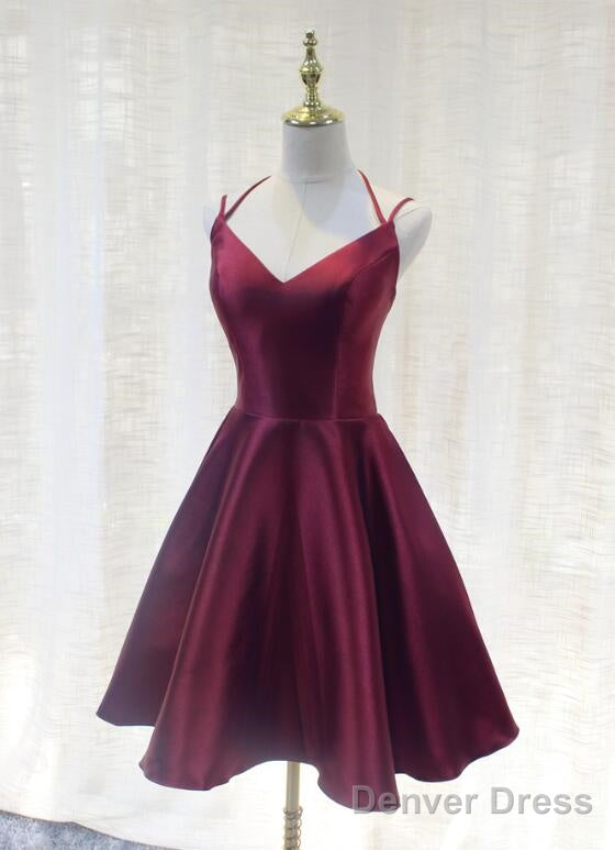 Charming Prom Dress, Straps Burgundy Satin High Quality Prom Dresses Secondary image